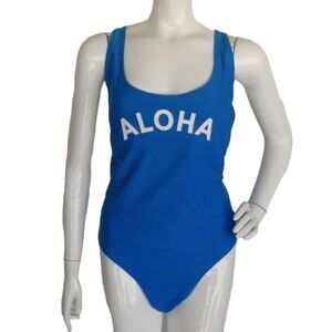 OLD NAVY Swimsuit, XXL, Blue, ALOHA, One piece, open back